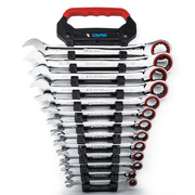 Capri Tools 100-Tooth Ratcheting Combination Wrench Set, SAE, 13 pcs with Rack CP11600RK